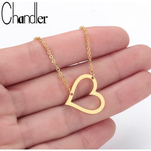 Chandler Open Heart Pendant Necklace For Lover Hollow Out Love 316L Stainless Steel Metal Jewelry Everyday Homme Femme Colier
