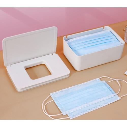 Useful Mini Desktop Plastic Face Mask Storage Tissue Case Dust-proof Moistureproof Security Mask Holder Dispenser Accessories