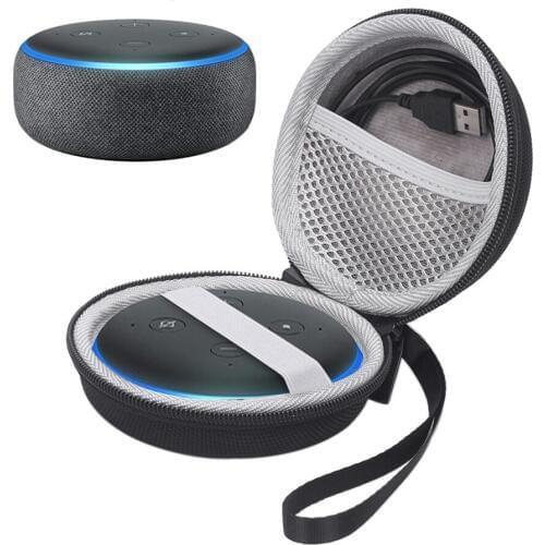 EVA Storage Carry Case for Amazon Echo Dot 3rd Gen Smart Speaker Protective Shockproof Pouch Bag Cover with Carabiner