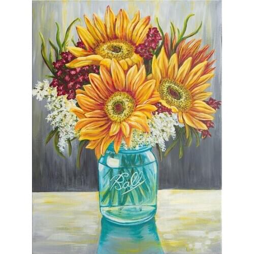 Sunflower Flower Glass Bottle Diamond Painting Round Full Drill Nouveaute DIY Mosaic Embroidery 5D Cross Stitch Floral Pattern