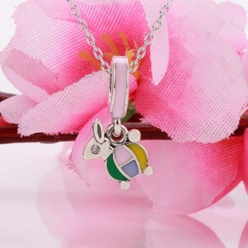 Jade Rabbit Lamp 925 Sterling Silver Pendant, New Cute Auspicious Jewelry Diy Pendant