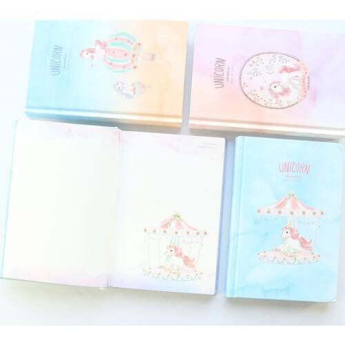 Domikee cartoon colorful unicorn themed school student hardcover notebooks stationery,cute free blank notebook for children A5