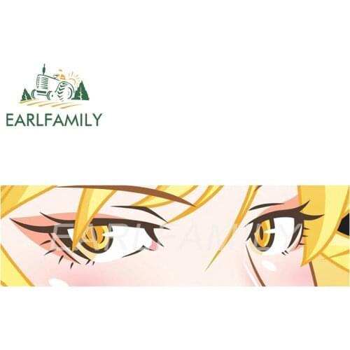 EARLFAMILY 15cm x 4.5cm Car Sticker for Kiss Shot Eye Slap Decal JDM Auto Helmet Motorcycle Sticker Classic Anime Peek Girl Eyes