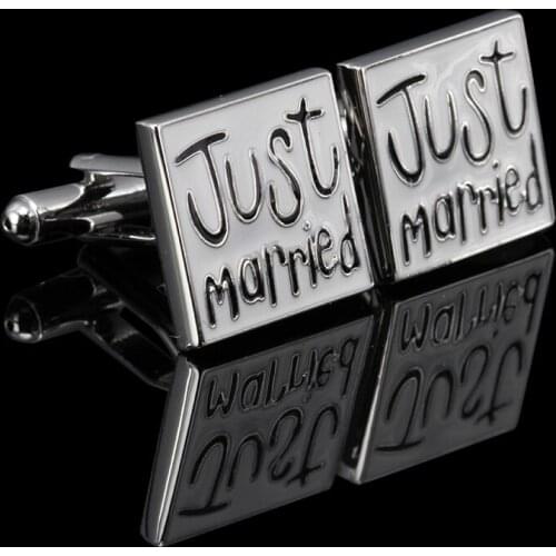 HYX Enamel cufflinks male French Just Married shirt cufflinks cuff button French Shirt Men Jewelry Wedding Groom Men Cuff Links