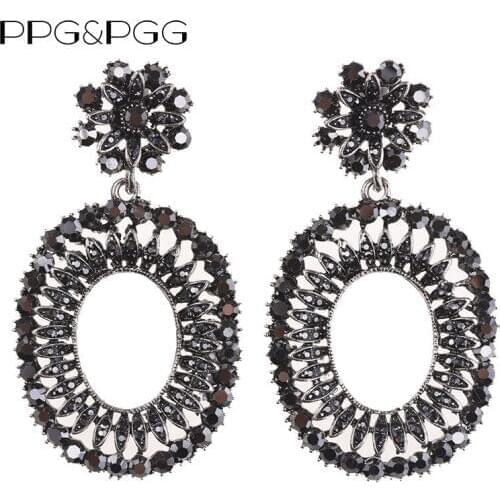 PPG&PGG indian jewelry Trendy Crystal Statement Earrings Wedding Drop Earrings Women Party Hanging Earrings Jewelry Wholesale