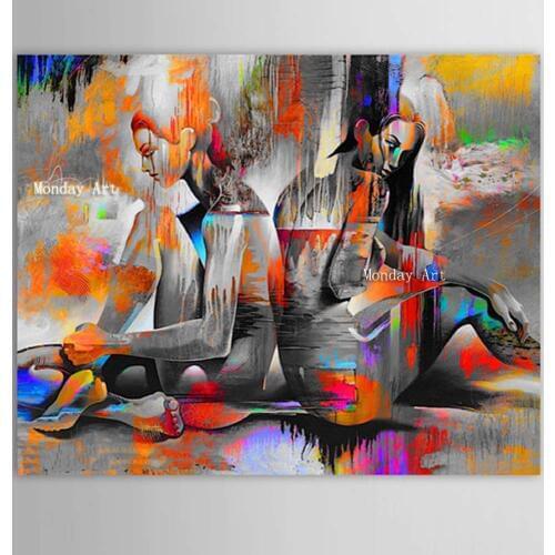 Nude canvas picture Hand painted Canvas Oil Painting Abstract Nude Girls Painting for Living Room Bedroom wall Decor paintings