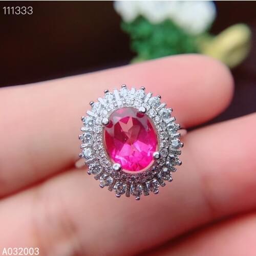 KJJEAXCMY fine jewelry 925 sterling silver inlaid natural pink topaz new Female ring popular Support Detection