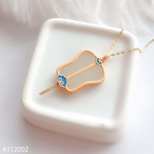 KJJEAXCMY fine jewelry natural white jade 925 sterling silver new women pendant necklace support test popular beautiful