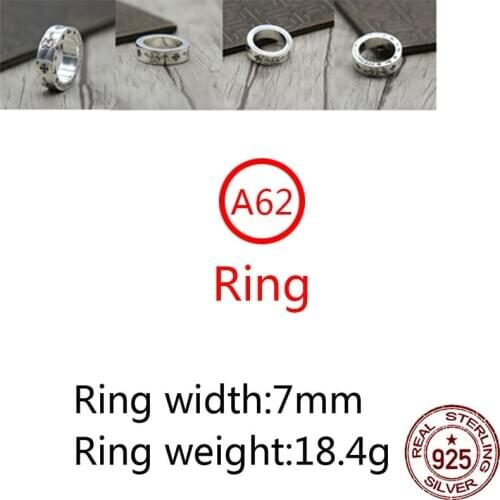 A62 925 sterling silver ring jewelry retro personality cross skull hip hop style punk fashion style couple shape gift for friend