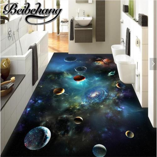Beibehang Room living room custom in accordance with the width of the waterproof put oil universe sky solar system planet 3D