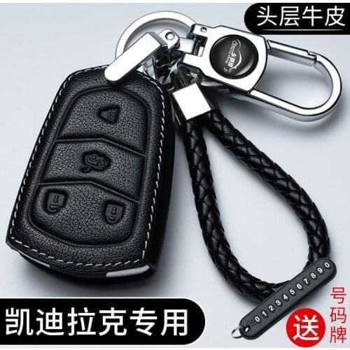 Leather Car Key Cover Fob Case Shell For Cadillac ATS CT6 CTS DTS XT5 Escalade ESV SRX STS XTS ELR 2015 2016 2017 2018 2019 2020