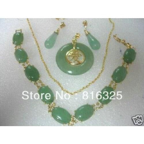 Hot sell Noble- Jewellery jade necklace bracelet earrings sets Natural jewelry