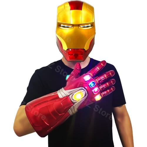 Marvel Legends Iron Man Helmet Superhero Cosplay Masks for Man Led Light Eye Hood Masque Halloween Party Christmas New Year Gift