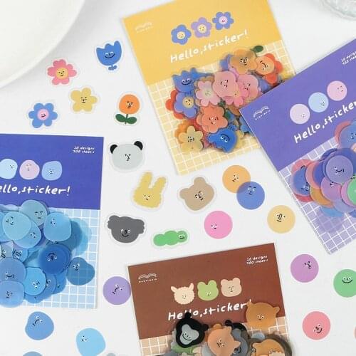 100PCS/Bag Emotional Monster PET Expression Stickers Ins Wind Decoration Small Pattern Waterproof Self-adhesive Kawai Stickers