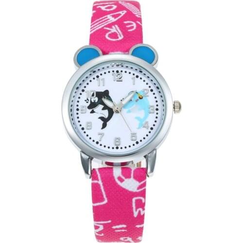 New Kid Cute Cartoon Dolphin watch Brand Leather Strap Watches Enfants Girls Clock Women Children Boy Baby Saat Relogio Infantil