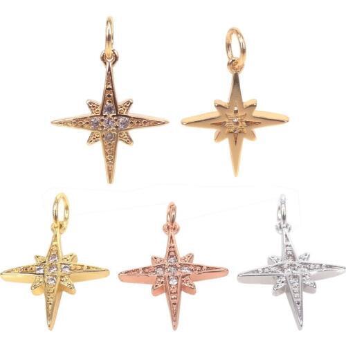 New Micro Pave Cz Star Cute Pendant Charms for Jewelry Making Findings Handmade DIY Necklace Earring