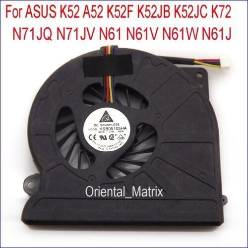 Original New KSB05105HA 4G99 For ASUS K52 A52 K52F K52JB K52JC K72 N71JQ N71JV N61 N61V N61W N61J Laptop CPU Cooling Fan