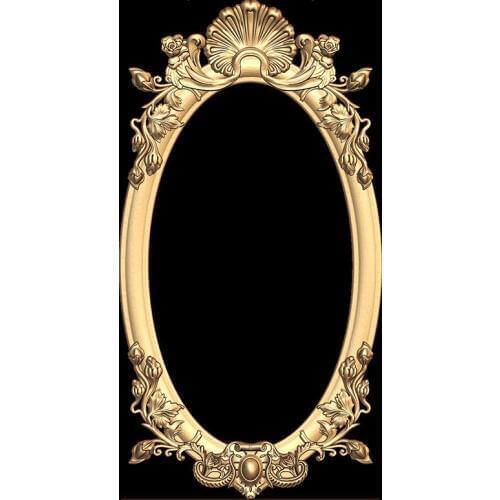 Oval frame 3d model relief for cnc carving engraving in STL file format
