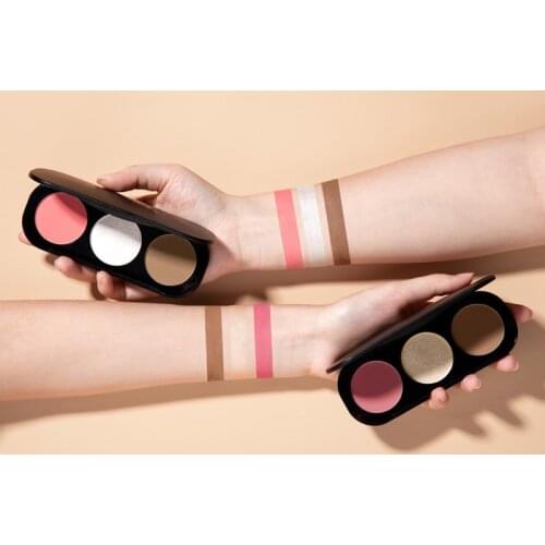 3 Colors Blush&Highlighter Palette Face Matte Highlighter Powder Illuminate Blush Powder Blush Contour Blush Highlighter Palette