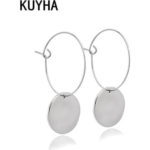 Pendientes Geometric Hoop Earrings Bijoux Stainless Steel Rose Gold/Gold/Silver Color Circle Hollow Women/Men/Girl/Boy Jewelry