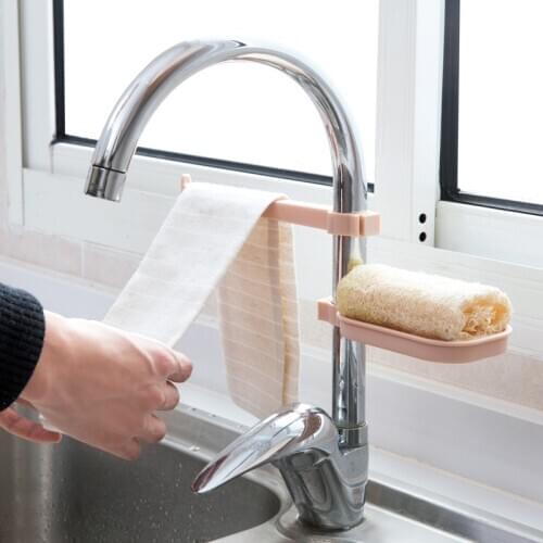 Sink Hanging Storage Rack Storage Holder Sponge Bathroom Kitchen Faucet Clip Dish Cloth Clip Shelf Drain Dry Towel Organizer new
