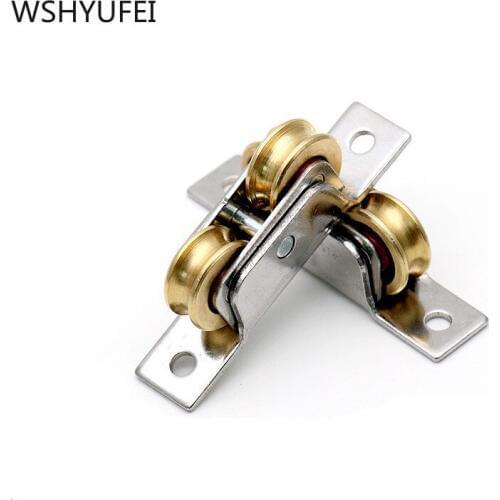 1PCS stainless steel Sliding Door Roller Cabinet Copper Caster Wheel Pulley For Wardrobe Window Furniture Hardware ccessories