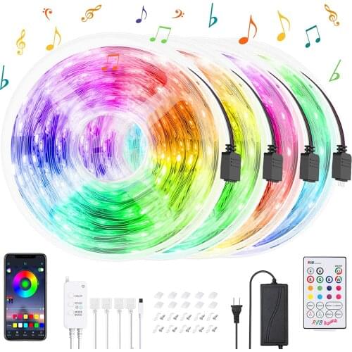 65.6FT/20M LED Lights for Bedroom, 5050 RGB LED Strip Lights with Bluetooth Controller, 23 Keys Remote LED Lights for Home Party