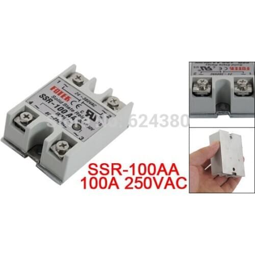 AC to AC High Power Solid State Relay SSR-100AA 100A 80-250V 24-380V for Temperature Controller