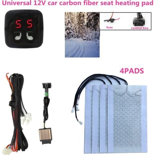 Universal heated seat pads carbon fiber +5 Dial dual switch for 12V car styling warm seat cushion support car seat accessory