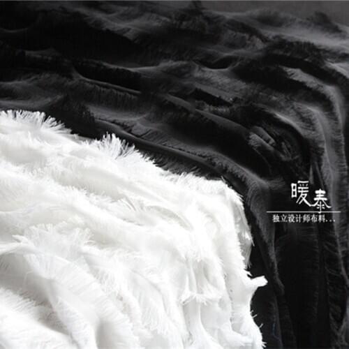 New Embroidered Tassels Fabric Stripe Eyelash Pattern DIY Patches Stage Decor Clothes Skirt Wedding Dress Lace Designer Fabric