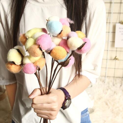 10pcs Naturally Dried Cotton Flower Artificial Plants Floral Branch For Wedding Party Decoration Fake Flowers Home Decor