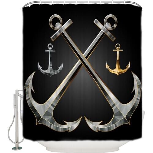 Anchor Metal Ring PatternWaterproof Bathroom Shower Curtain Modern Household Shower Curtain