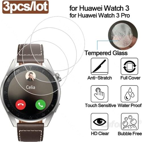 3pcs Tempered Glass for Huawei Watch 3 Pro Screen Protector 9H Tempered Glass for Honor Watch Magic 2 46mm Protection Glass film