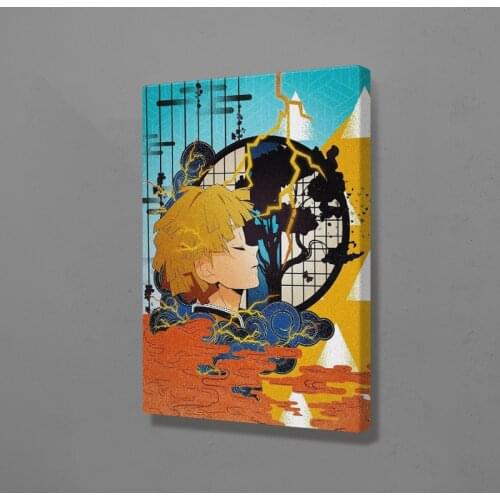 Zenitsu Agatsuma Kimetsu no Yaiba anime Wall Art Canvas Decoration poster prints for living room Home bedroom decor Painting