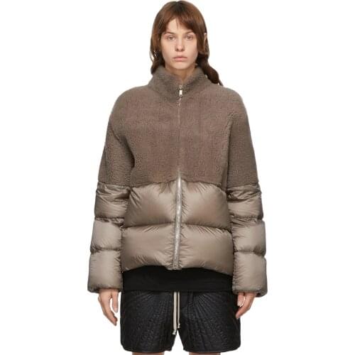 FNOCE 2021 new womens white duck doewn jacket fashion trends personality patchwork stand collar slim thickened warm coats