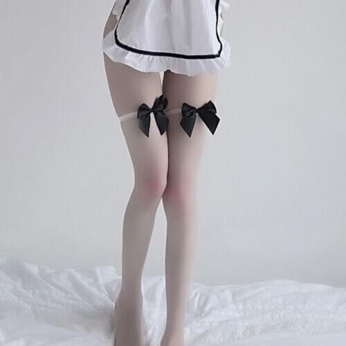 Student style Women Sexy Lace stockings White Bowknot Thigh High Over The Knee Hosiery Ladies Long Stockings leggings