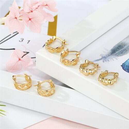 Dayoff European Gold Color Wide Hoop Earrrings for Womens Jewelry Gift Punk Korea Women Geometric Wedding Party Earrings E729