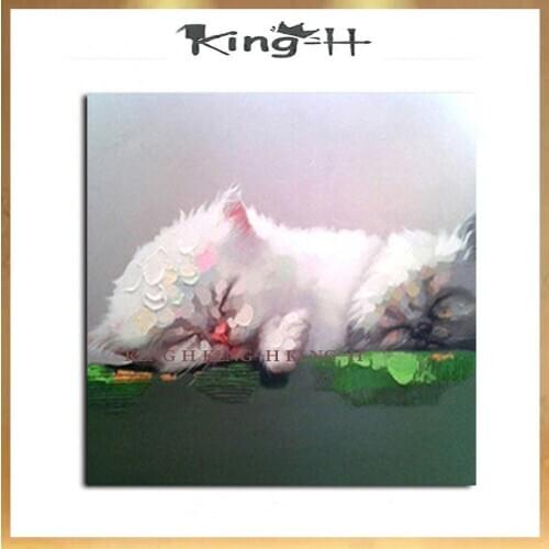 Animal handmade painting creation sprout of sleeping cat wall decoration painting art for the sitting room decorate children roo