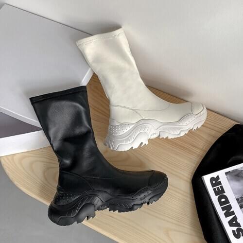 Winter Genuine Leather Chelsea Boots Women Platform Boots Luxury Brand Designer Ladies Botas Boots Short Booties