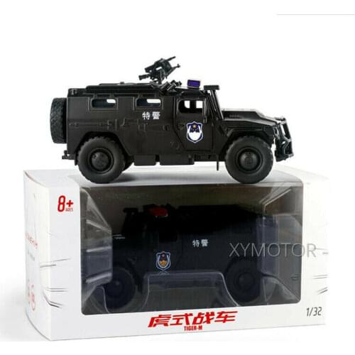 1:32 JACKIEKIM Russian Tiger Armored Vehicle Special Police Car Model Sound light Toy Kids Gift Black/White Metal,Plastic,Rubber