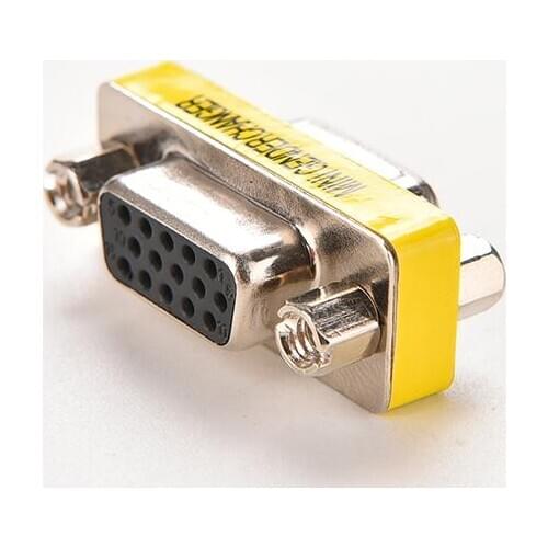 1pcs 15 pin D-Sub VGA HD SVGA Female to Female MINI Gender Changer Adapter PC VGA Female Connector F/F Cable Extend Converter