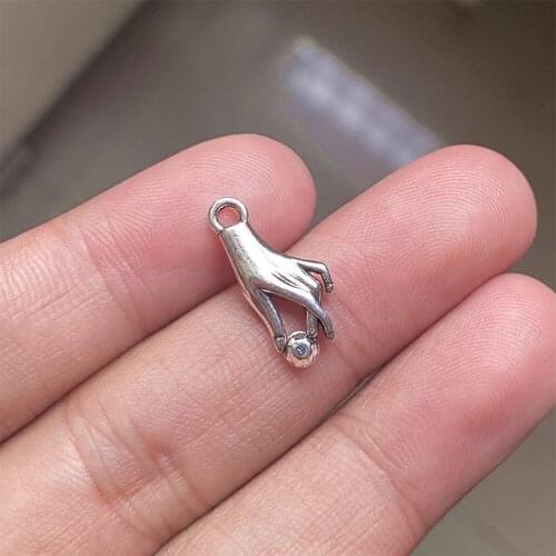 10pcs 18x9mm Slim Small Hand Charms Tibetan Silver Color Pendant Fit For Bracelet Jewelry Making Accessories Crafts Wholesale