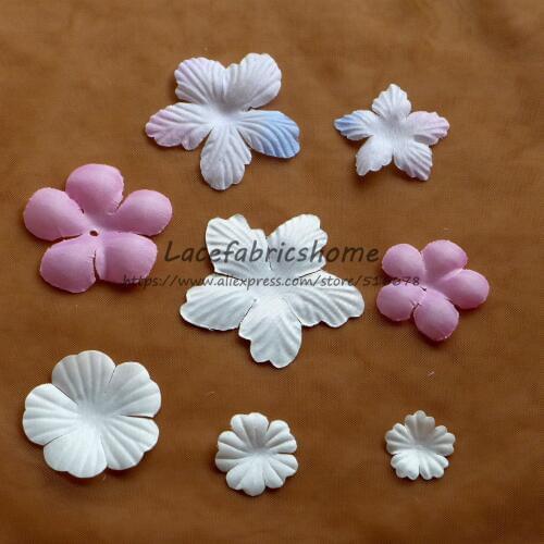 200pieces/lot Free ship wholesale Satin petals motif mini ribbon flower accessories wedding dress material flower lace applique