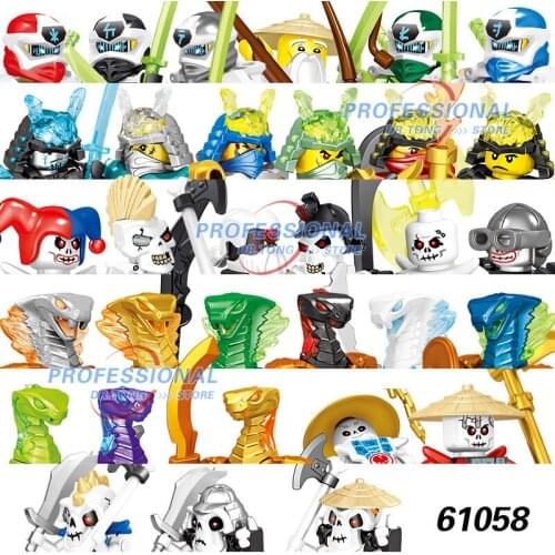 24pcs Movie Series Kai Jay Cole Zane Lloyd Wu Nya Ronin Pythor Chen Clouse Kapau Figures Head Accessories Building Blocks Toys