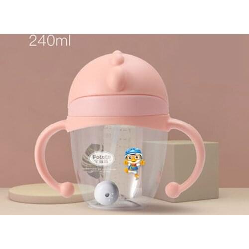 240/320ml Baby Feeding Cup Newborn Learn Drinking Bottles With Silicone Straw Food Grade Safety Training Cups Infant Drinker