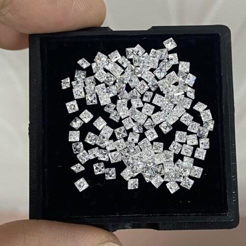 3pieces Princess Cut 2x2mm Small Size Moissanite Diamonds VVS1 White D Color Lab Stones Price