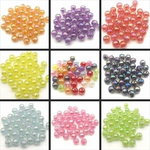 30-60pcs 8 10mm ABS Double Colored Cracked Spacer Beads Round Loose Beads Handmade DIY Bracelet Jewelry Making Accessories