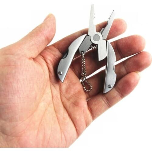 5-in-1 Pocket Multitools Plier Stainless Steel Foldable Pocket Multitool Kit Pliers Keychain for Camping Fishing Hunting