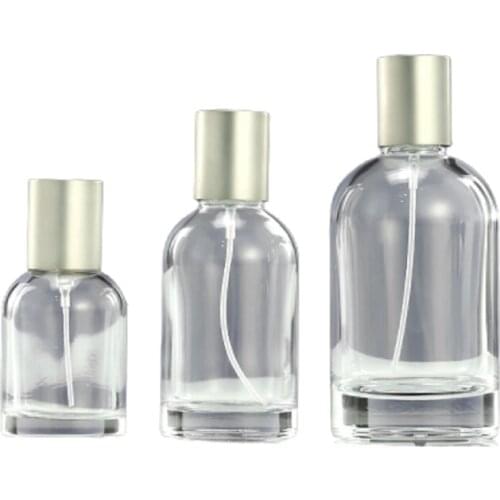 30ML 50ML100MLRound Clear Glass Perfume Bottle Gold Silver Black Atomizer Portable Empty Cosmetic Packing Refillable Vials 8pcs
