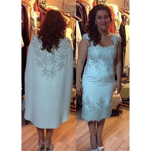 Out-standing Acetate Satin Bateau Neckline Tea-length Sheath/Column Mother Of The Bride Dresses With Beaded Lace Appliques